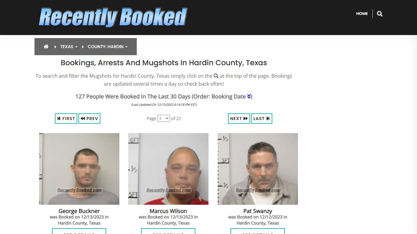 Recent bookings, Arrests, Mugshots in Hardin County, Texas
