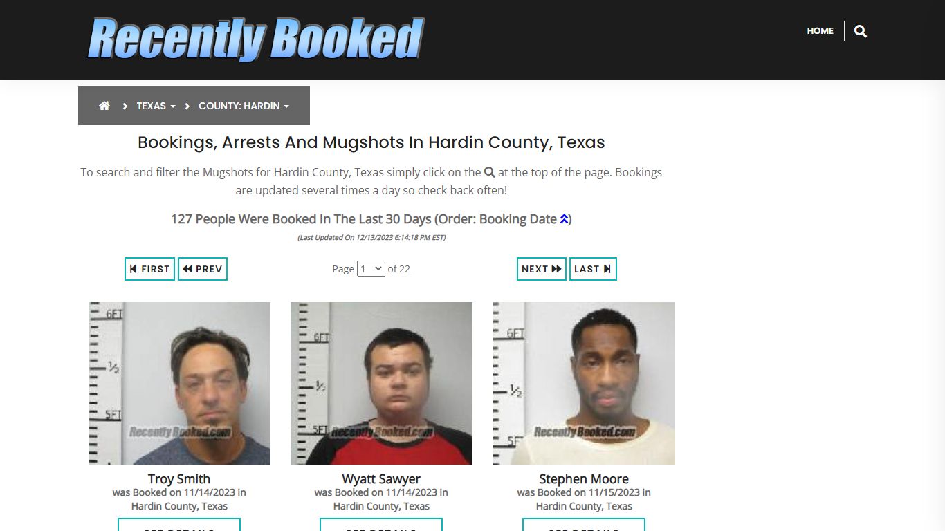 Recent bookings, Arrests, Mugshots in Hardin County, Texas